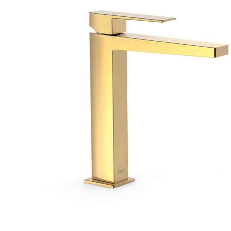 TRES 20210303OR SLIM Grifo Monomando Caño Alto para Lavabo Color Oro 24K - ref: 20210303OR (1/2)