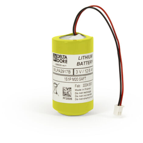 Delta Dore – Batterie lithium pour sirène extérieure SEF2 Tyxal+ – Alimentation 12V – Puissance sonore 110dB – Fabrication Bretagne