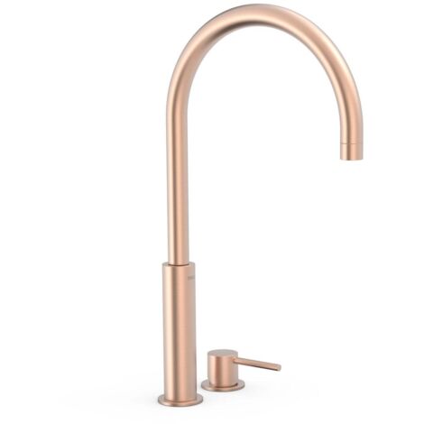 Lavabo mitigeur haut sur gorge Or Rose Mat 24K STUDY - TRES 26110502OPM (1/2)