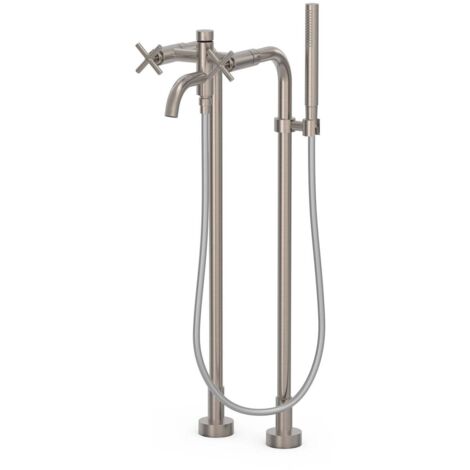 Mélangeur sur pied pour baignoire et doucheAvec 2 colonnes verticales Acier - TRES 28319401AC (1/2)
