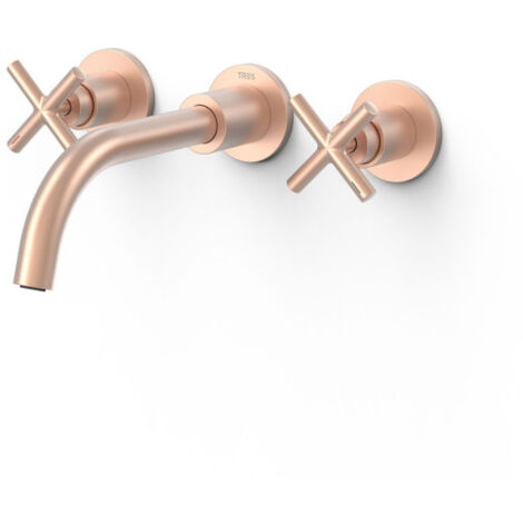 Mélangeur encastré pour lavaboStructure encastrée incluse Or Rose Mat 24K - TRES 28330002OPM
