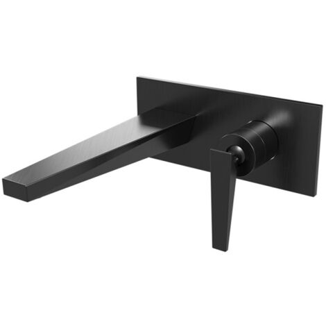 Façade mitigeur lavabo encastré saillie 20 cm Chromé Noir Brossé Fractal - CRISTINA ONDYNA FT25875 (1/2)