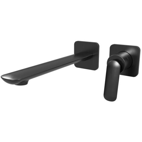 Façade mitigeur lavabo large encastré 2 trous Chromé Noir Brossé Foil - CRISTINA ONDYNA FL25975 (1/2)