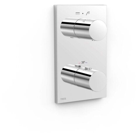 Pièce apparente pour boîtier encastré Therm-box 2 voies Chrome - TRES 21625001 (1/2)