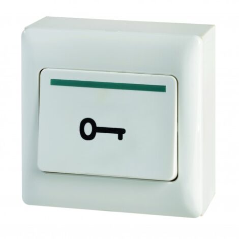 Aiphone – Bouton poussoir de sortie saillie – Symbole clé gravé – ABS blanc – Double sécurité NO/NF – BPSP (1/2)