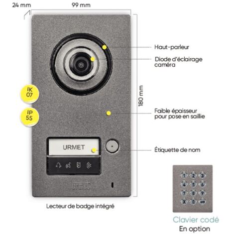 Urmet Note Urmet – Kit interphone vidéo WiFi 7'' tactile – Alimentation 230V ...