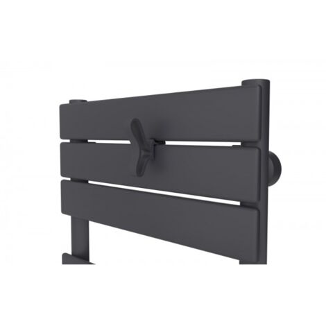 Atlantic – Patère de salle de bain papillon graphite pour sèche-serviettes lames plates – Fixation murale – Longueur 30cm – Pour espaces confinés (1/4)