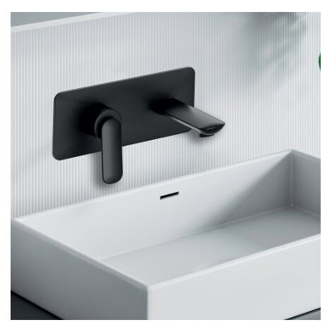 Façade mitigeur lavabo encastré avec bec de 225 mm Noir Mat - CRISTINA ONDYNA FL25813 (1/2)
