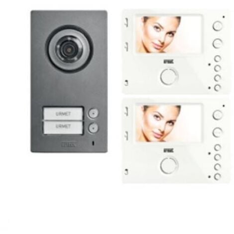 Interphone vidéo couleur Kit portier vidéo Mini Note 2 avec 2 moniteurs - URMET 1722/94
