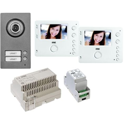 Interphone vidéo couleur Kit portier vidéo Mini Note 2 avec 2 moniteurs - URMET 1722/94
