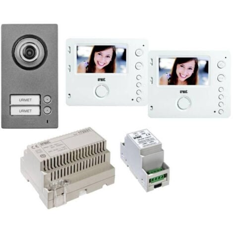 Interphone vidéo couleur Kit portier vidéo Mini Note 2 avec 2 moniteurs - URMET 1722/94