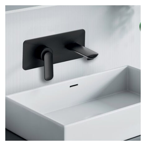 Façade mitigeur lavabo encastré avec bec de 185 mm Noir Mat - CRISTINA ONDYNA FL25613 (1/2)