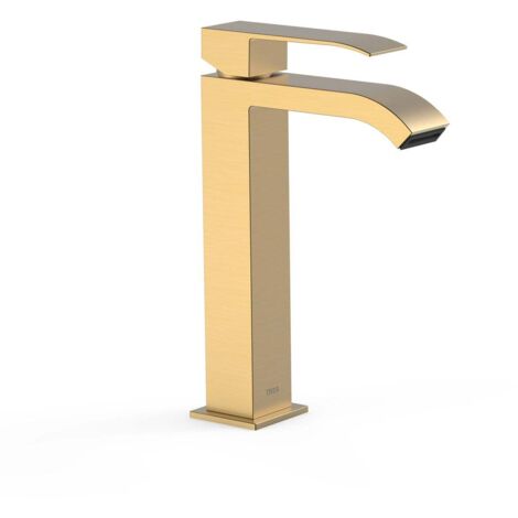 TRES 00661001OM CUADRO Grifo Monomando Caño Alto para Lavabo Color Oro Mate 24K - ref: 00661001OM (1/2)