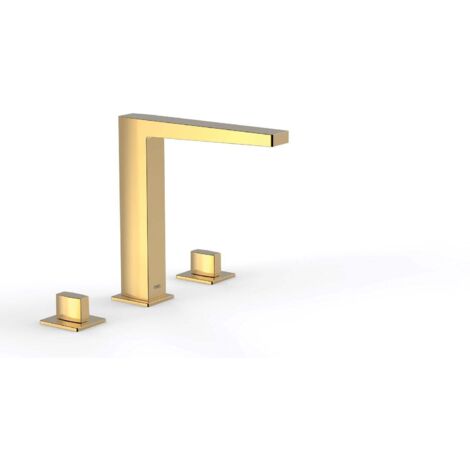 TRES 20210501OR SLIM Grifo Bimando De Repisa para Lavabo Color Oro 24K - ref: 20210501OR (1/2)