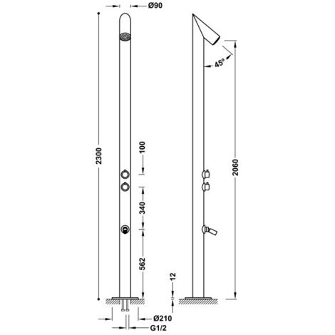 Douche de jardin piscine Acier inoxydable - TRES 13499501 (1/2)