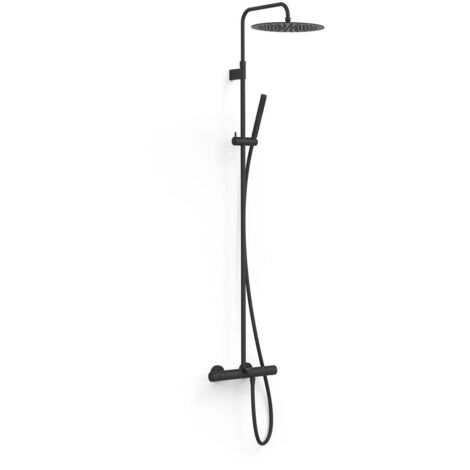Ensemble de robinet thermostatique mural à 3 voies pour baignoire et douche Noir mat - TRES 19031202NM (1/2)