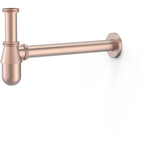 Siphon télescopique type bouteille avec bouchon de visite pour lavabo Or Rose Mat 24K - TRES 03463430OPM (1/2)