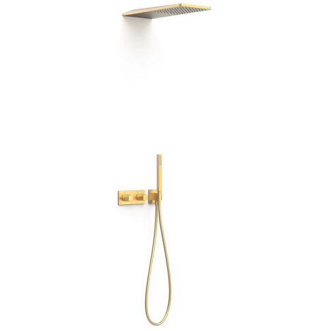 Kit robinet thermostatique encastré à 2 voies B-system pour douche Or Mat 24K - TRES 30725205OM (1/2)