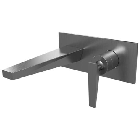 Façade mitigeur lavabo encastré saillie 18 cm Métal Brossé Fractal - CRISTINA ONDYNA FT25677 (1/2)