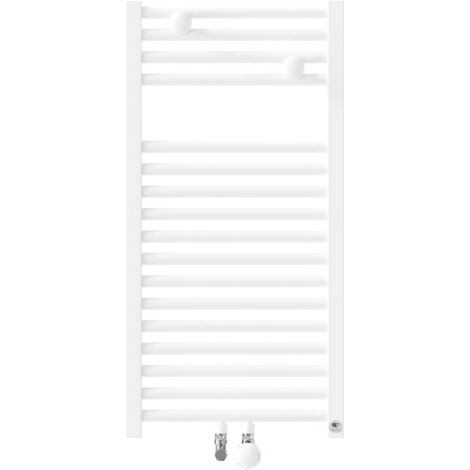 Sèche-serviettes eau chaude étroit raccordement central 314W RIVA 4 blanc brillant - THERMOR 471610
