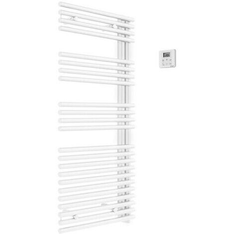 Acova – Sèche-serviette électrique 750W – Acier – Asymétrique à droite – Commande radio fréquence – Programmation hebdomadaire personnalisable