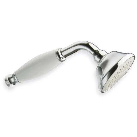 Cristina Ondyna – Pommeau de douche monojet rétro – Poignée céramique – Laiton chromé – Douchette pour salle de bain (1/3)