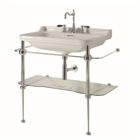 Piètement avec tablette 1080mm en laiton chromé WALDORF - CRISTINA ONDYNA WD91951 (1/2)