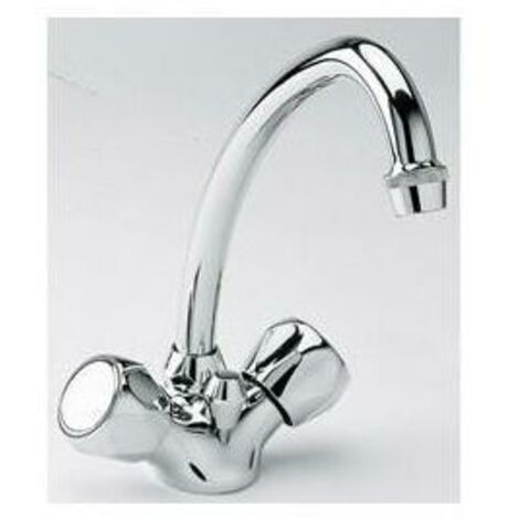 LAVABO ORDO BEC HAUT TETES CERAMIQUE CHROME + VIDAGE - CRISTINA ONDYNA OR11251 (1/4)