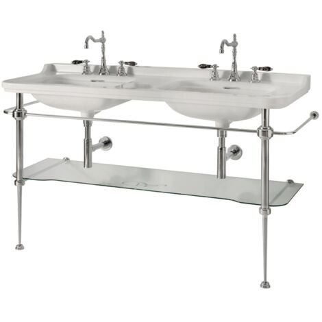 Piètement avec tablette 1500mm en laiton chromé WALDORF - CRISTINA ONDYNA WD92051 (1/3)