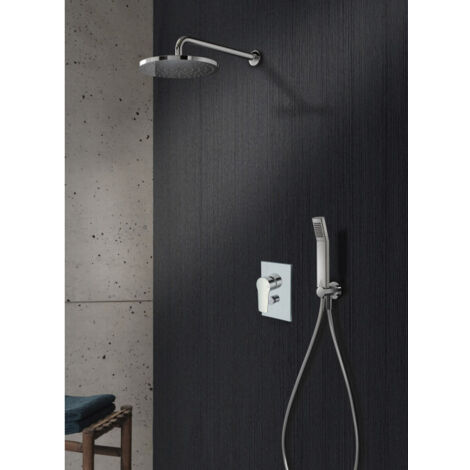 Cristina Ondyna – Pack douche encastrée mitigeur chromé – Pommeau ABS 25 cm – Bras de douche 38 cm – Flexible PVC 150 cm – Douchette monojet anticalcaire (1/5)
