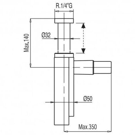 Siphon de lavabo apparent télescopique AVEC CACHE‑SIPHON - TRES 16110342 (1/3)