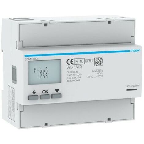 COMPTEUR TRI 125A MBUS MID - GESTION DU BATIMENT HAGER ECM310D (1/3)
