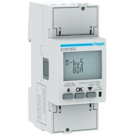COMPTEUR MONO 80A MBUS MID - GESTION DU BATIMENT HAGER ECM180D (1/3)
