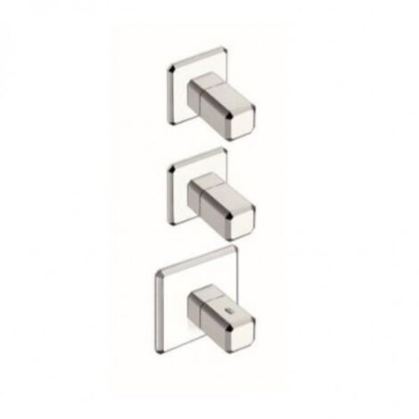 Façade mitigeur thermostatique encastré pour douche ITALY Chromé + Plaque laiton - CRISTINA ONDYNA IT77251 (1/2)