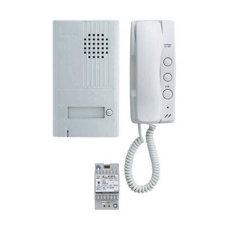 Aiphone – Kit portier audio 2 fils intégral – Technologie 2 fils – Gâche électrique câblée – Communication audio sans fil – Platine extra-plate 22mm
