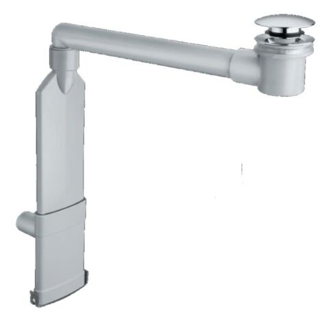 Cristina Ondyna – Siphon de lavabo gain de place Ø32mm en ABS et laiton – Réductible et orientable – Bonde clic-clac chromée – UD150S51