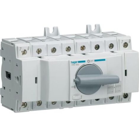 Hager – Commutateur modulaire 4P 63A – Tension 240/415V – Indice de protection IP20 – Inverseur de source pour circuits de puissance - HIM406
