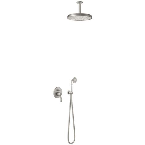 Kit douche à encastrer avec fermeture et réglage du débit - TRES 24218004AC Acier (1/2)