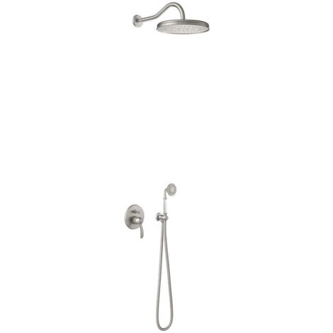 Kit douche à encastrer avec fermeture et réglage du débit - TRES 24218003AC Acier (1/2)