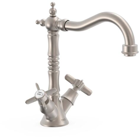 TRES 24210902AC TRES CLASIC Grifo Bimando para Lavabo Color Acero - ref: 24210902AC (1/2)