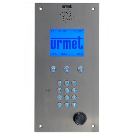 Urmet – Clavier lumineux inox pour interphone – Afficheur 8 lignes – Micro-HP intégré – Fixation antivandale M5/25 – Compatible PABX