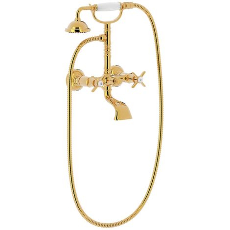 Mélangeur bain‑douche Douchette à main anticalcaire avec support orientable. Fle - TRES 24217601OR (1/2)