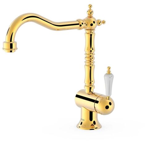 TRES 24234101OR COCINA Grifo Monomando Fregadero Color Oro 24K - ref: 24234101OR (1/2)
