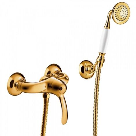 TRES 24216701OR TRES CLASIC Grifo Monomando Mural para Ducha Color Oro 24K - ref: 24216701OR (1/2)
