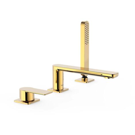Mitigeur bain sur gorge LOFT COLORS avec douchette anticalcaire Bec 180 Or - TRES 20016203OR (1/2)