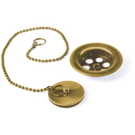 Bonde à bouchon pour lavabo bidet et évier Ø 70 mm Or Mat - TRES 03474601OM (1/2)
