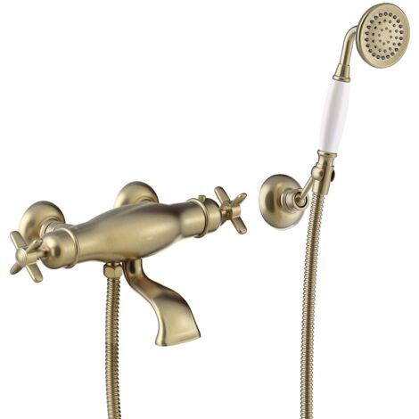 Bain‑douche thermostatique avec douchette et support orientable Laiton Vieilli Mat - TRES 24217409LM (1/2)