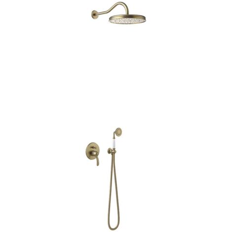 Kit douche à encastrer Laiton vieilli Mat avec pomme de tête diam.310mm TRES-CLASIC - TRES 24218003LM (1/2)