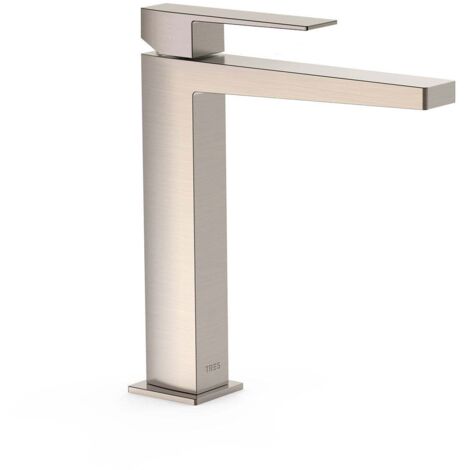 TRES 20210303AC SLIM Grifo Monomando Caño Alto para Lavabo Color Acero - ref: 20210303AC (1/2)