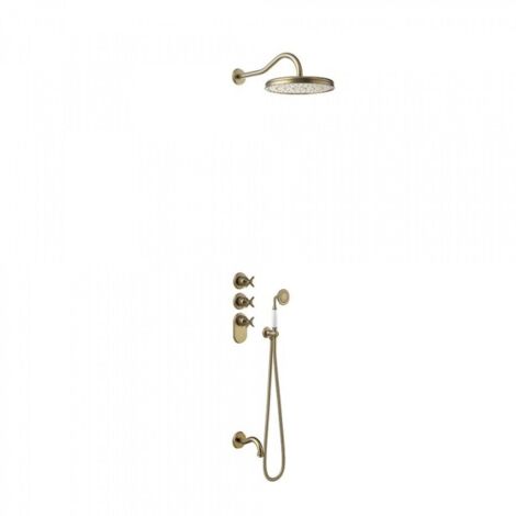 Kit thermostatique baignoire encastré Laiton Vieilli Mat 3 voies TRES-CLASIC COLOR - TRES 24235301LM (1/2)
